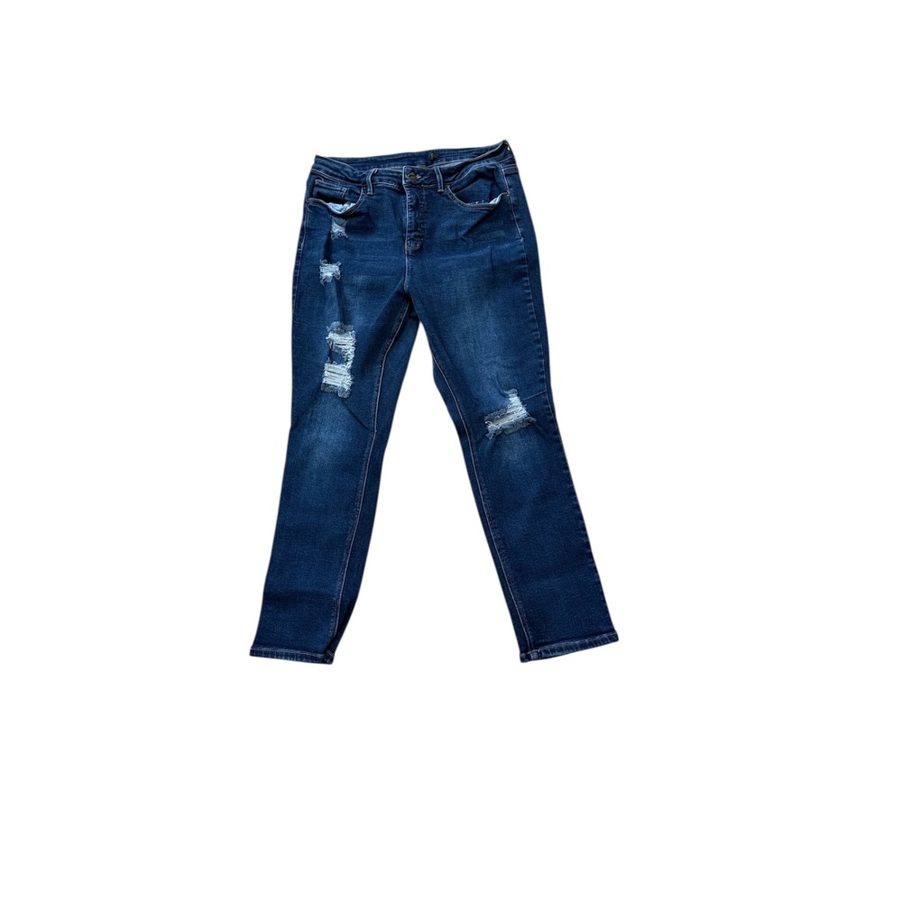 Royalty for Me Women's High Rise Slim Straight Distressed‎ Jeans Size 16W
